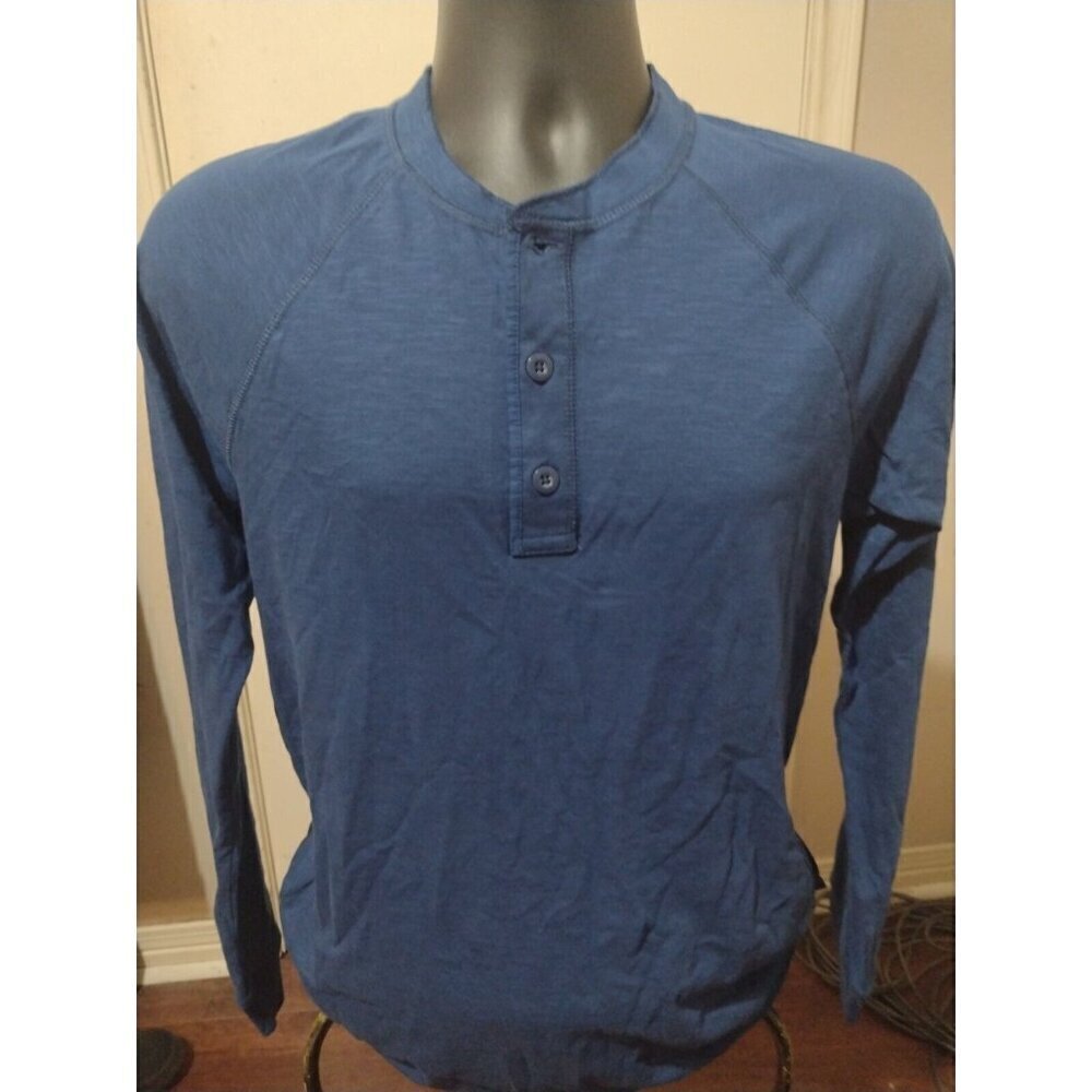 New NWT Men's Gap Long Sleeve Henley T-Shirt Blue Small S 100% Cotton